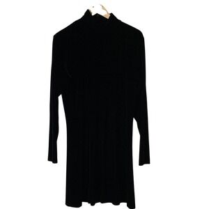 Vtg Harolds Womens Elegant Black Velour Turtleneck Dress Size Large Long Sleeve